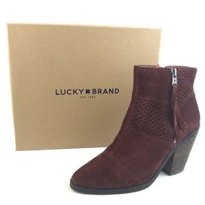 Lucky Brand Ramses Bootie Red Leather Boot Zip Up Cowboy Boots Western